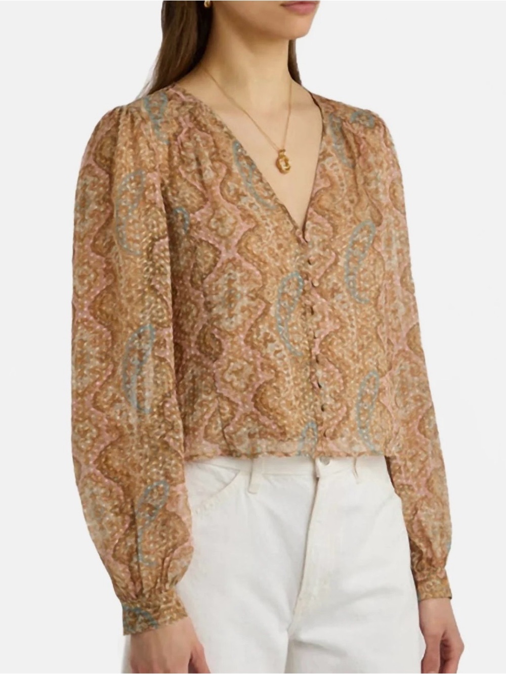 PAIGE Dezi Silk Blend Paisley Blouse Top Small